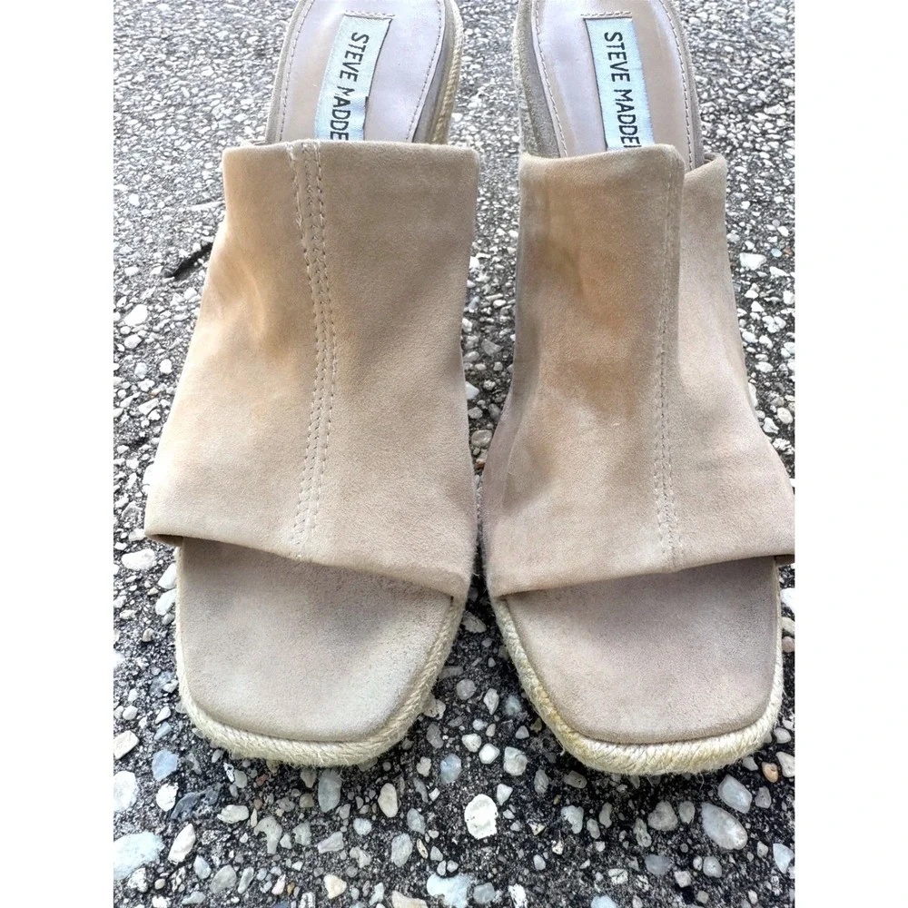 Steve Madden Urge Espadrille Real Leather Suede Wedge Heels Size 8.5